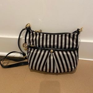 Henri Bendel Brown and White Stripe Crossbody